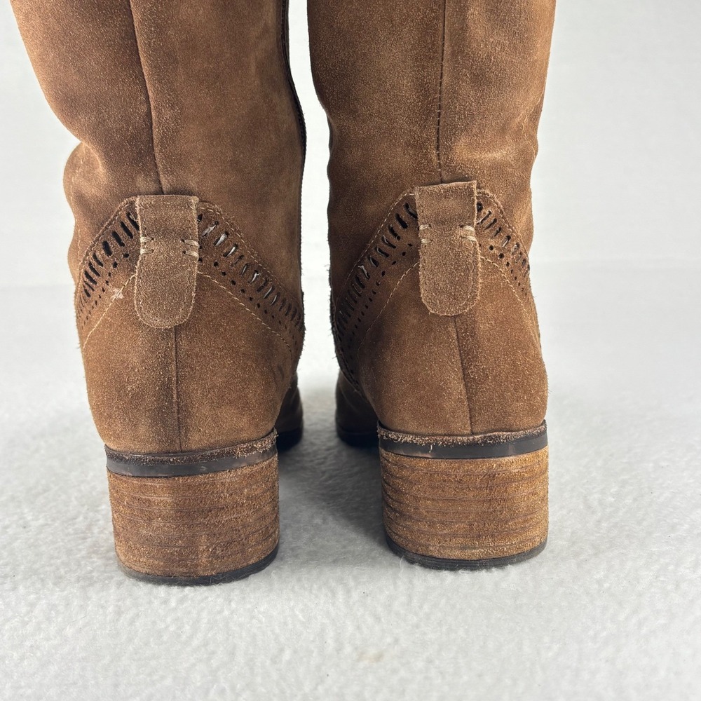 Vince Camuto Brown Suede Tall Riding Boots Sz 10 M Leather Equestrian Western - Picture 10 of 16